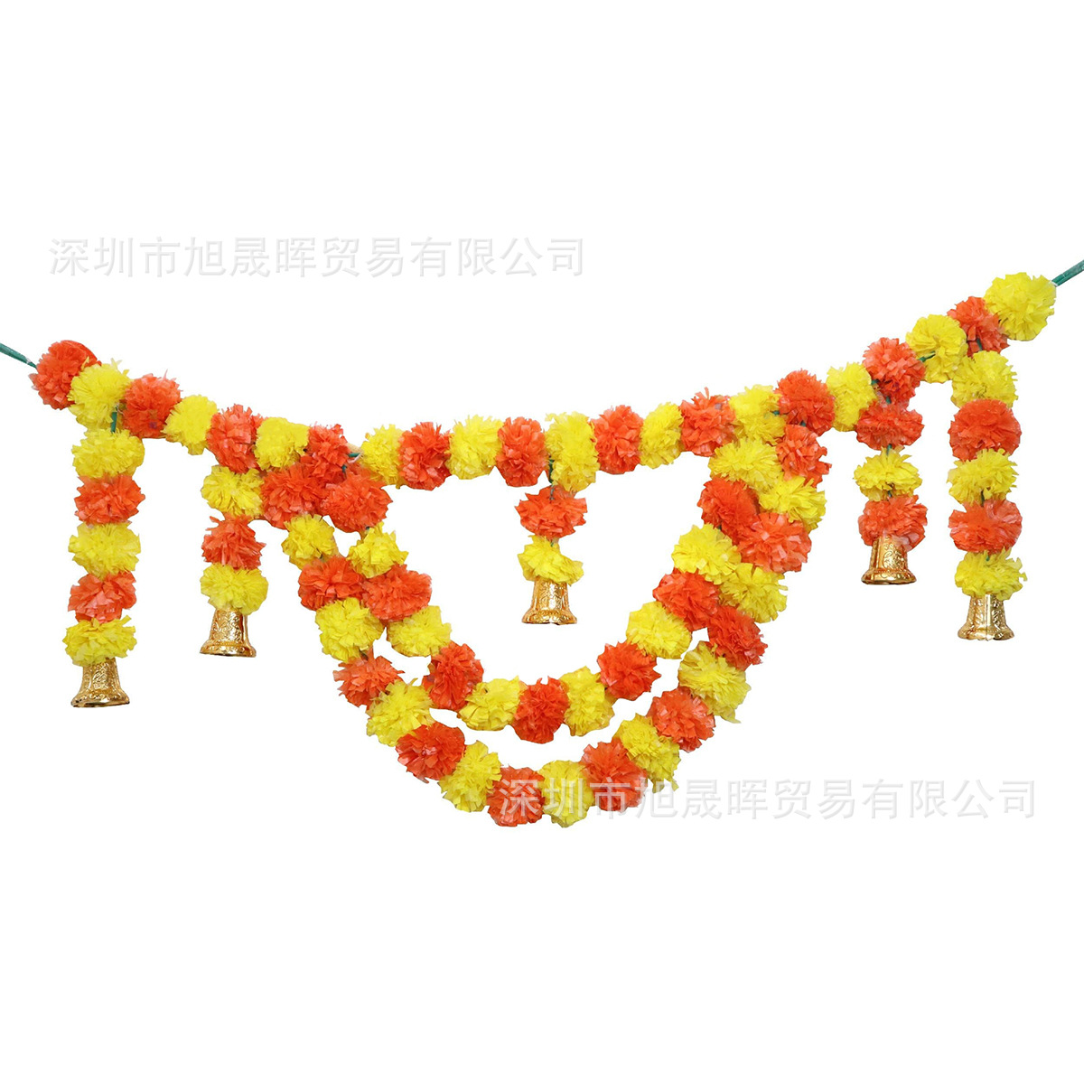 印度婚礼万寿菊拉花装饰花墨西哥亡灵节塑料花串斋戒节礼拜花环