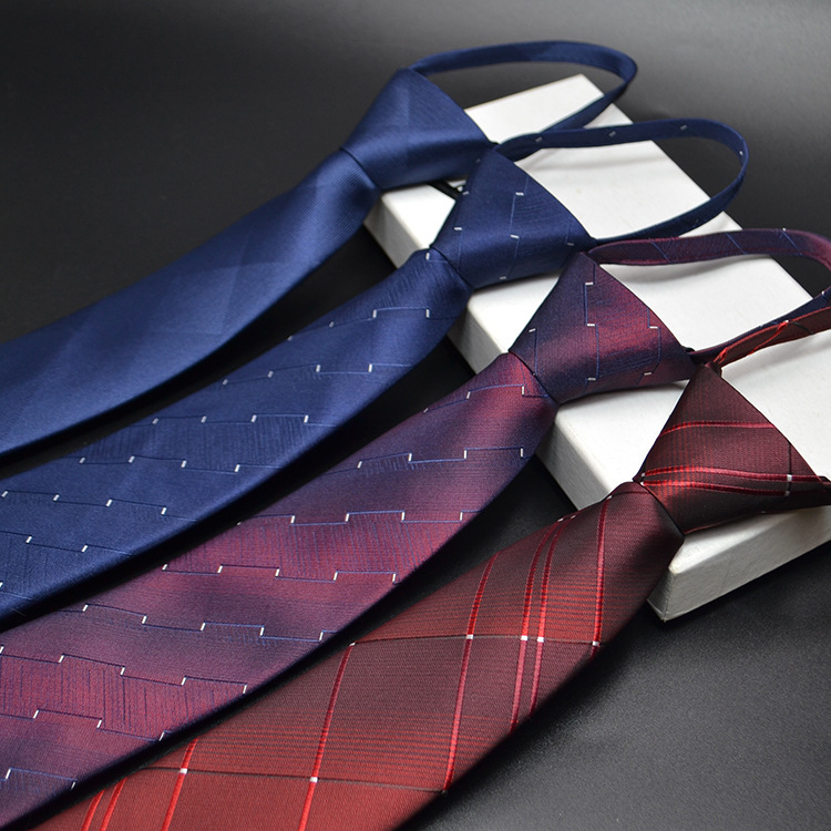 Men's Tie 7cm Zipper Black Striped Formal Suit Casual Lazy Style Wholesale Easy-To-Wear Suit Shirt