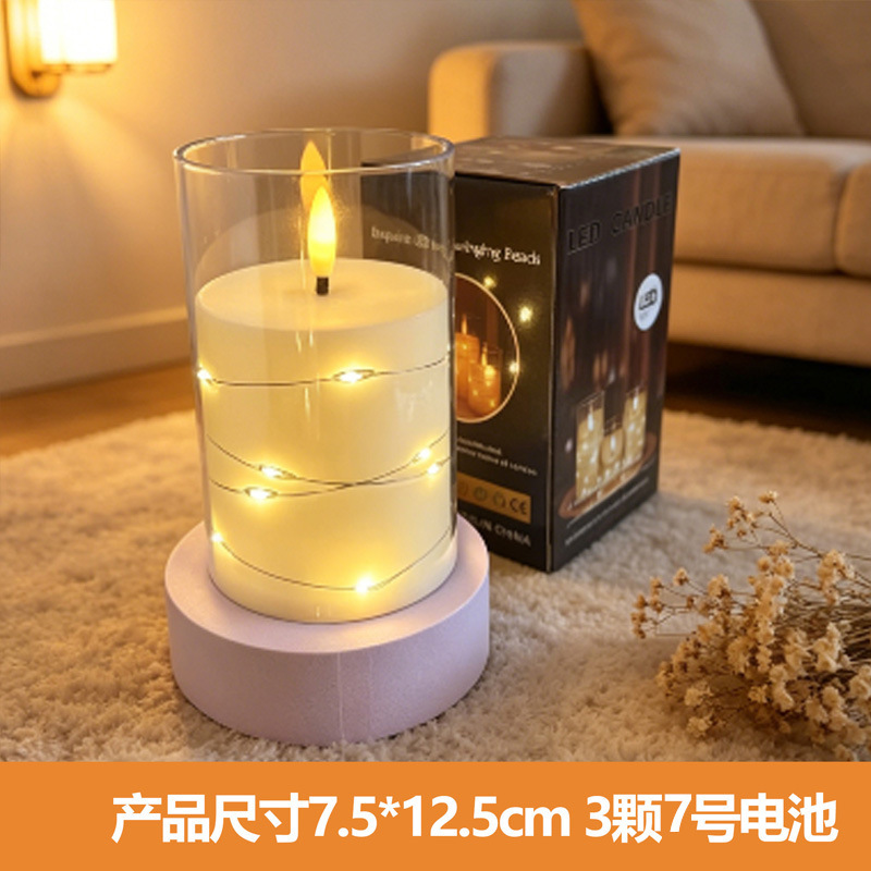 Lámpara de vela electrónica transfronteriza LED simulación de taza de vela falsa romántica guía de cumpleaños escena de fiesta props luz de noche