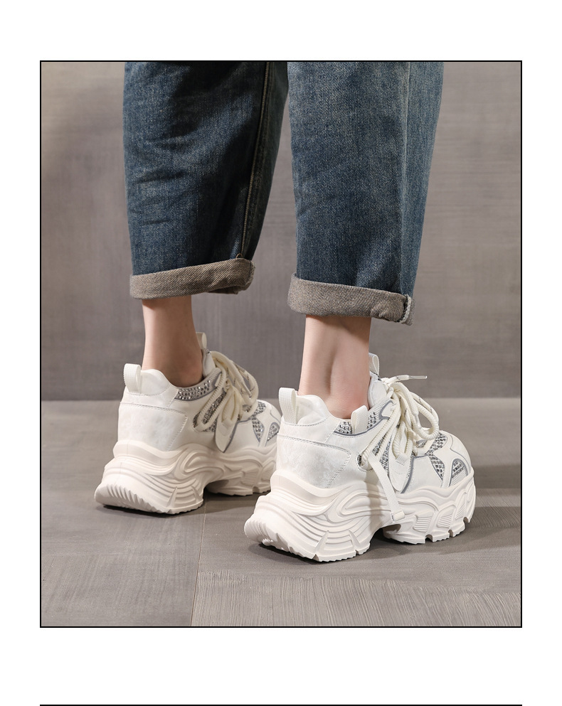 Giày sneaker nữ đế dày lưới thoáng khí phong cách daddy — màu be chi tiết 15