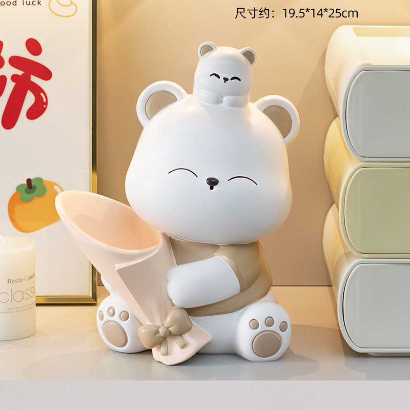 단일 포옹 곰 들고 꽃-라이트 브라운 큰