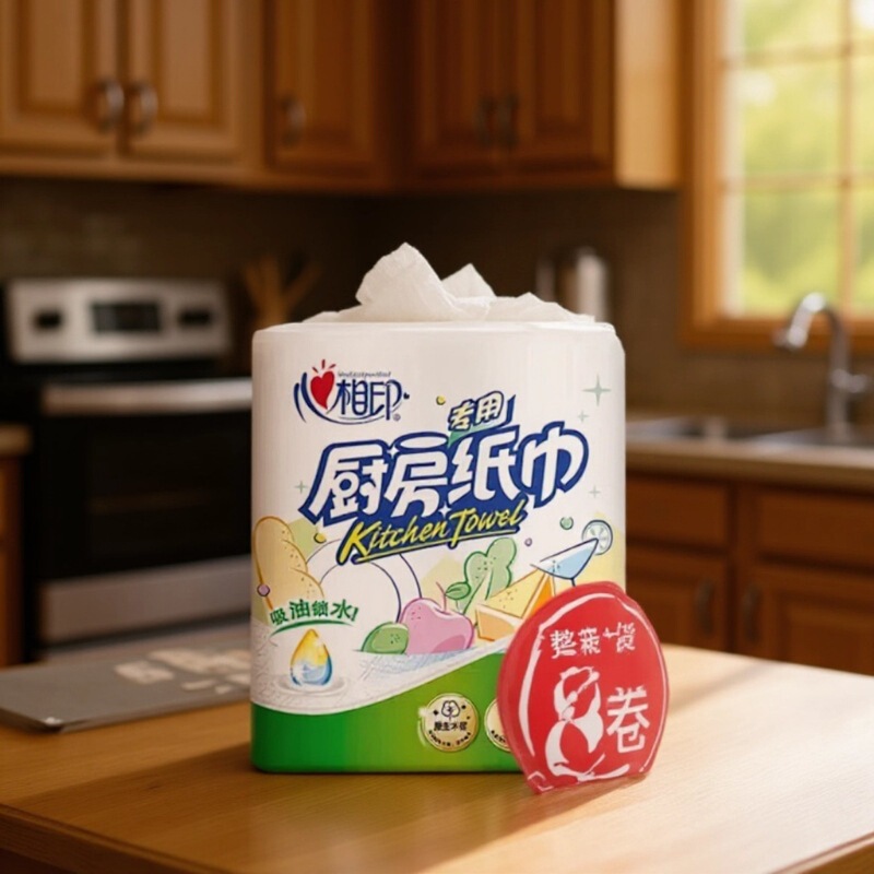 Heart-to-heart printing kitchen paper towel oil-absorbing paper roll paper cleaning napkin paper 8 roll whole box paper disposable cloth paper towel