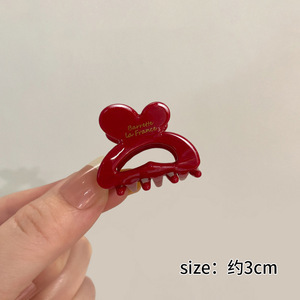 2#빨간색 토끼 귀 클립 [단일 클립 측면] 길이 약 3.5cm, 폭 3cm