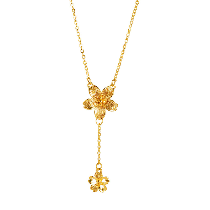 Nuevos productos de diseño de Vietnam Sha Jin, collar de flores de cerezo, no se desvanecerá durante mucho tiempo, dulce chica en línea, la misma cadena clavícula