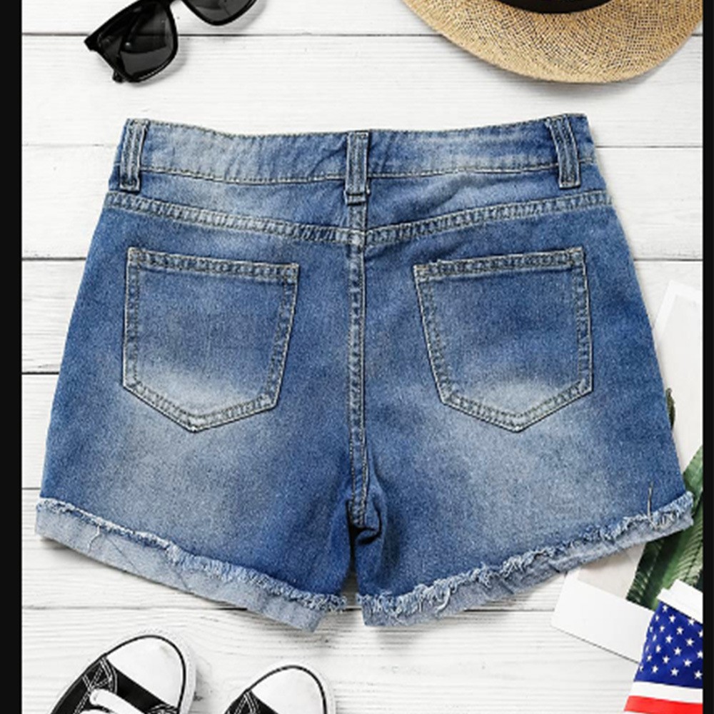 Frau Lässig Täglich Einfacher Stil Amerikanische Flagge Kurze Hose Drucken Jeans display picture 6