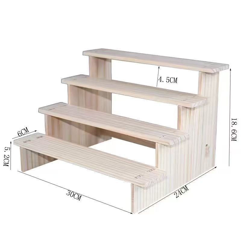 木製の収納棚の手作りのおもちゃの陳列棚のテーブルの置物の階層式の模型の展示台の実木の置き棚