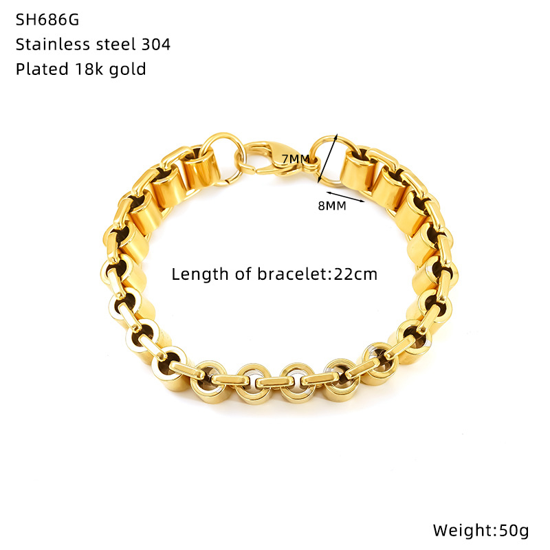 Bracciale hip-hop in acciaio inossidabile alla moda europea e americana transfrontaliera in acciaio al titanio con design esagerato, senso di Joker, gioielli unisex all'ingrosso_voghion.com