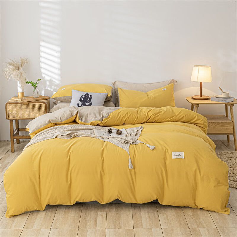 Cama de algodón lavado de algodón de clase A juego de cuatro piezas sábanas de edredón de algodón individual