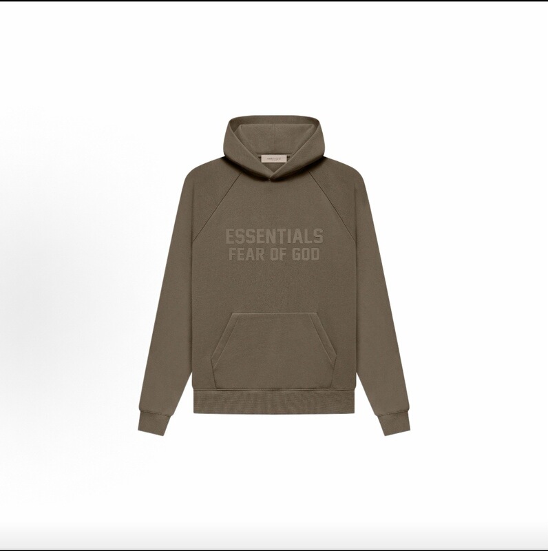 Essentials FW22 Letter Print Flocked Hooded Pullover Fleece-Lined American Heavyweight Sweatshirt