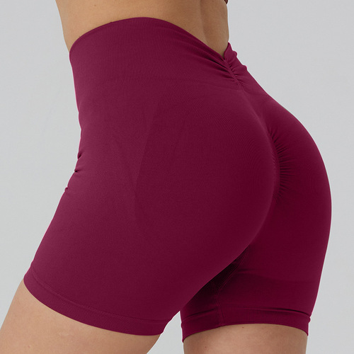 2024 European and American sportswear women's high-waist seamless butt-lifting running tight fitness peach yoga shorts