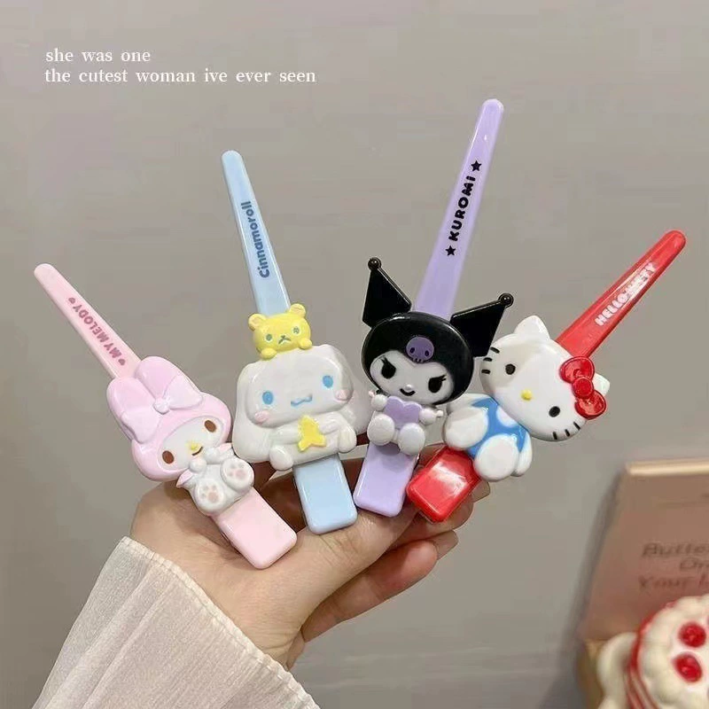 Заколки-шпильки Hello Kitty, милые клипсы с персонажем, 1–4 шт цветные мультяшные зажимы