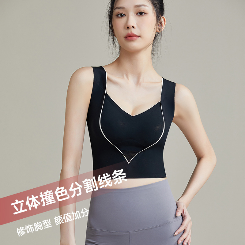 Nuevos productos transfronterizos falsos dos piezas de ropa interior sin marcas mujeres delgada gran pecho pequeño chaleco deportivo belleza back bra al por mayor