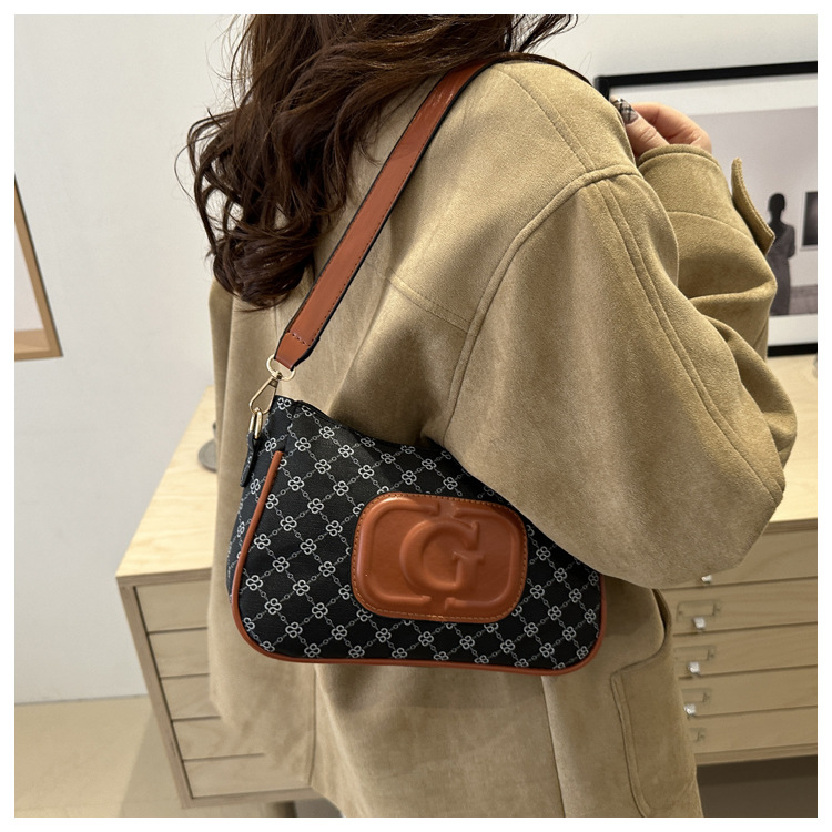 Cross-border retro trend small square bag for women, new fashionable printed French small square bag, niche and stylish single-shoulder crossbody bag undefined