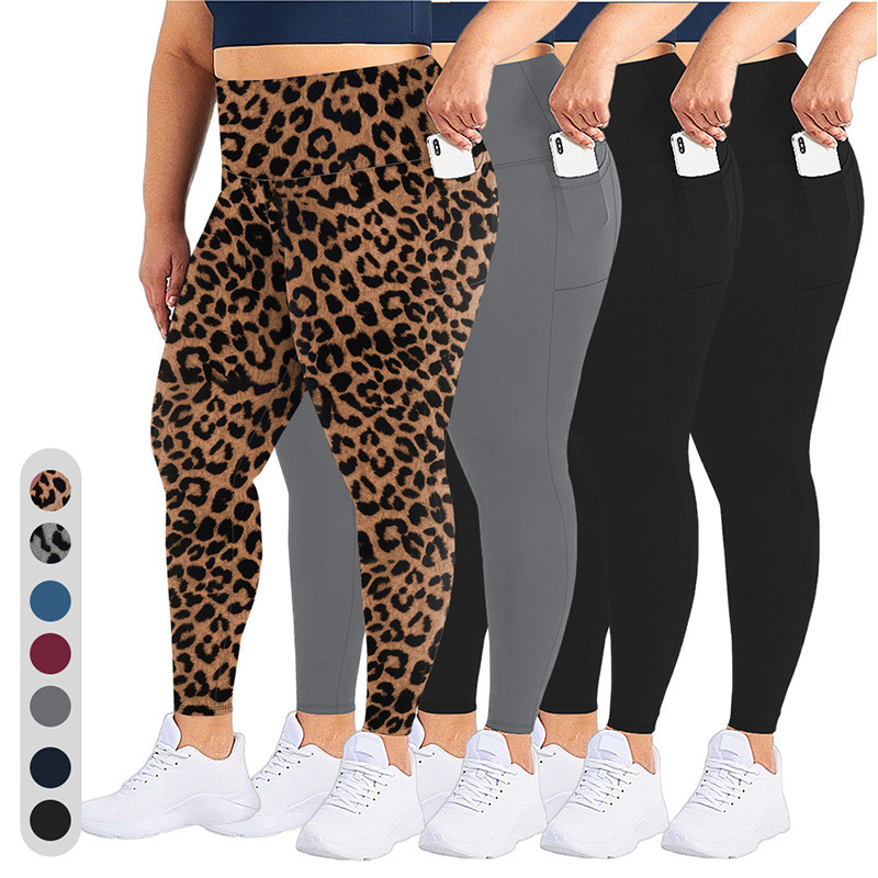 Temu Pocket High-Waisted Plus-Size Yoga Pants for Women, Fitness High-Elasticity Butt-Lifting European and American Cross-Border Sports Leggings in Stock