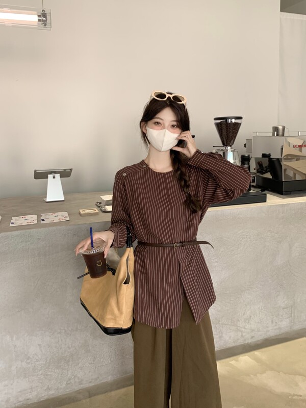 开春chic套装时尚职业穿搭长袖衬衫衬衣休闲阔腿裤子今年流行女装|undefined