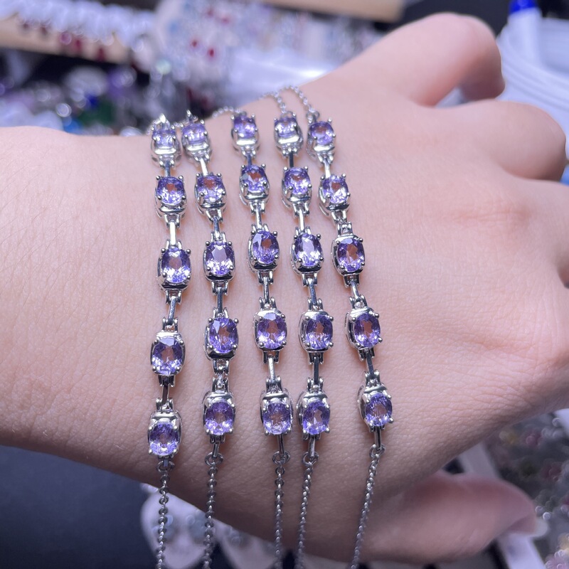 Natural Faceted Topaz Tanzanite Bracelet, Simple Style, Fashionable Bracelet, Niche Design Jewelry