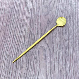 不锈钢镀金葡萄牙冰勺金色勺咖啡勺甜品勺蛋糕勺家用餐厅多用勺