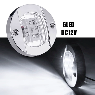 Cross-border special 6LED round truck side light 12-24V round trailer trailer cruise boat signal light truck side light (Other lights) - white-shell-white-light-12-24v