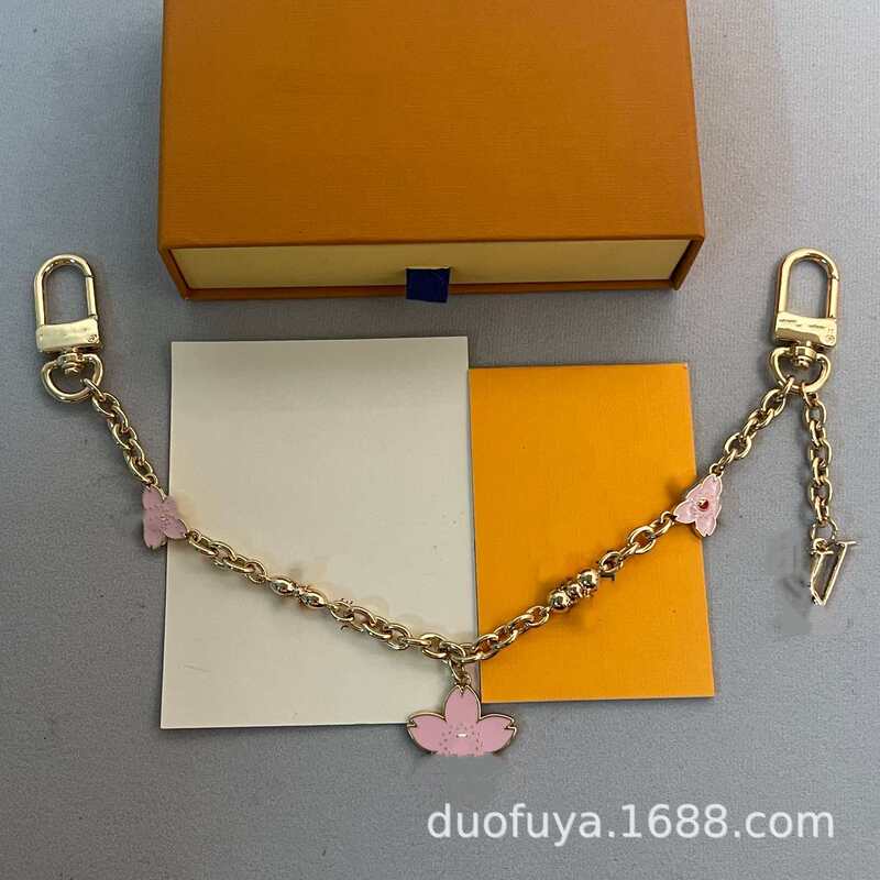New Cross-Border Murakami Takashi Cherry Blossom Bag Charm Chain Pink Enamel Cherry Blossom Pendant Lv Luxury Charm