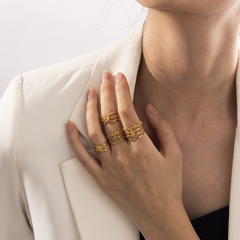 TINA OMU 18k oro de titanio acero anillo de acero inoxidable abierto exagerado anillos de dedos de alta calidad joyas anillos