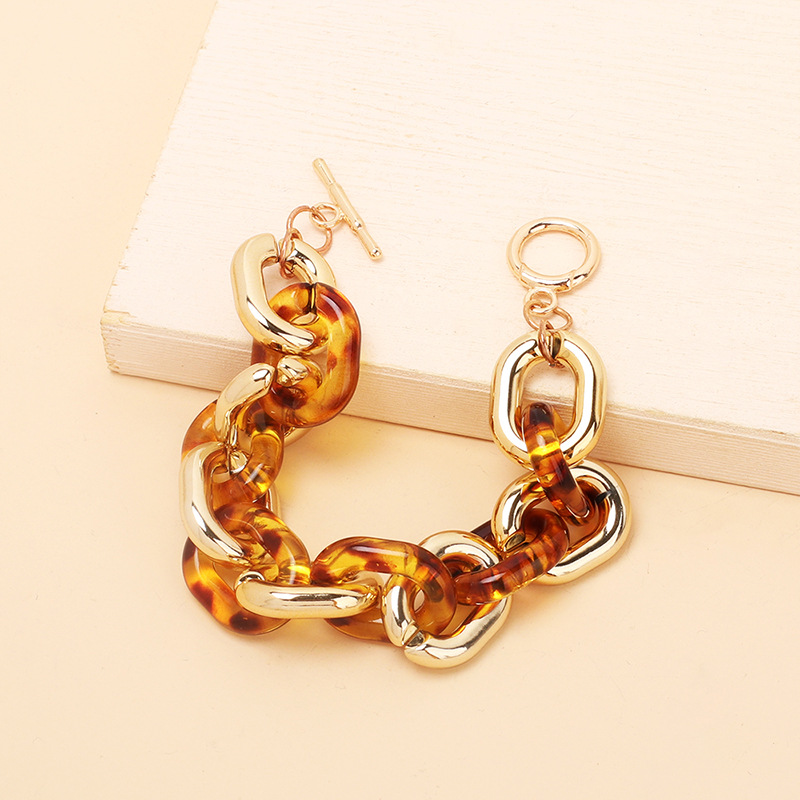 18g Weight Bracelets Classification Business, Travel Occasion Women'S Gender Leopard Color Retro Ethnic Style Acrylic Resin Color Matching Leopard Print Bracelet Wholesale 2