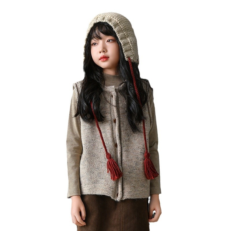 Chaleco de suéter retro de otoño e invierno cálido para niños