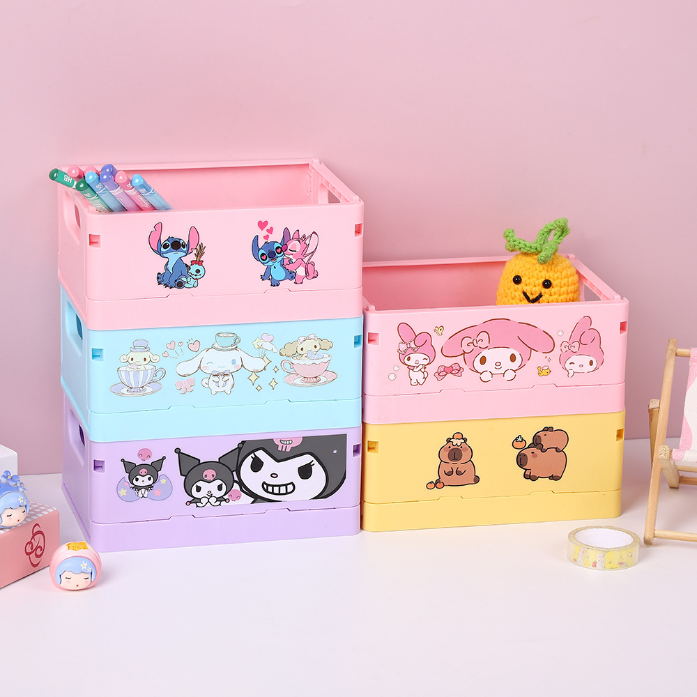 サンリオ折りたたみ式文房具収納ボックス漫画デスクトップ収納ボックス文房具デスクトップペンホルダー収納ボックス