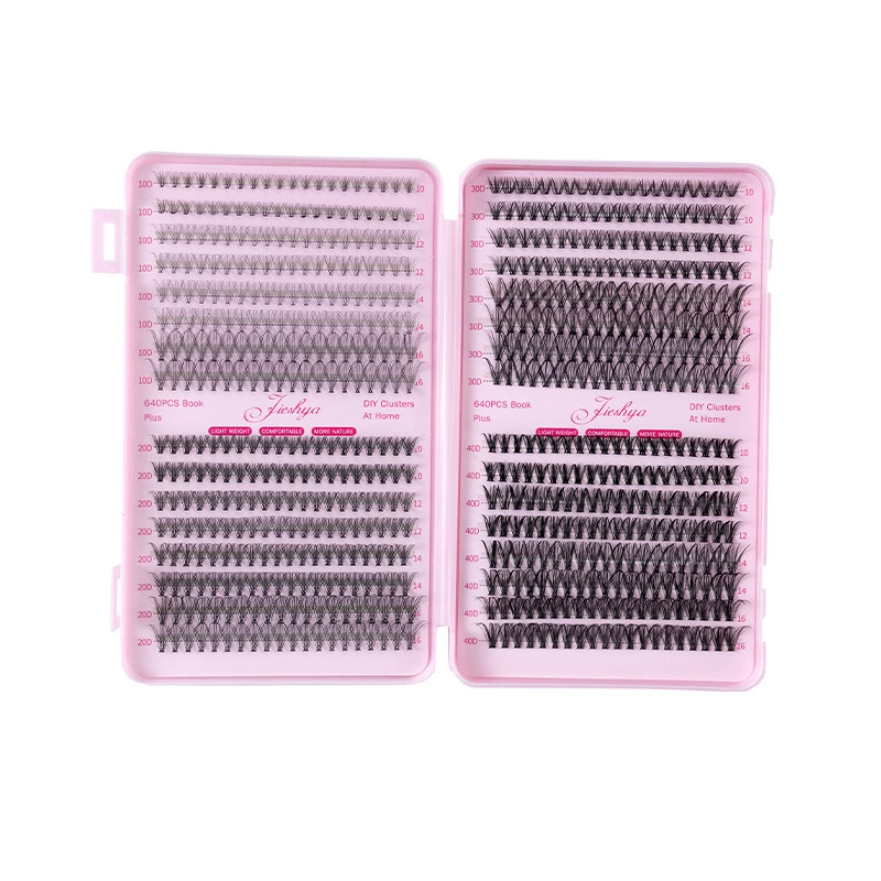 False Eyelash DIY Book, 640 pcs Clusters, 10D–40D Volume, Gift Box Kit
