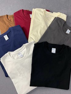 Export Foreign Trade Cut Label Tail Goods ~ Bargain American Retro Heavyweight Pure Cotton Long-Sleeve T-Shirt Unisex Solid Color Top
