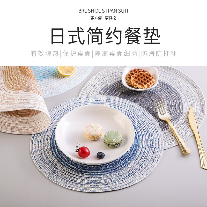 A3045 estera redonda de aislamiento estera de mesa estera de comida occidental nórdica estera de taza de té estera de placa de lino de algodón japonés