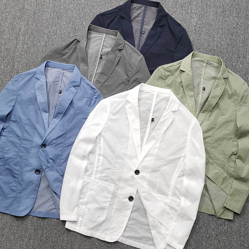 Thin as a cicada's wing! Sunscreen Suit Men's Jacket Lightweight Single-layer Western Casual Breathable Thin Skin Suit Single-layer Suit