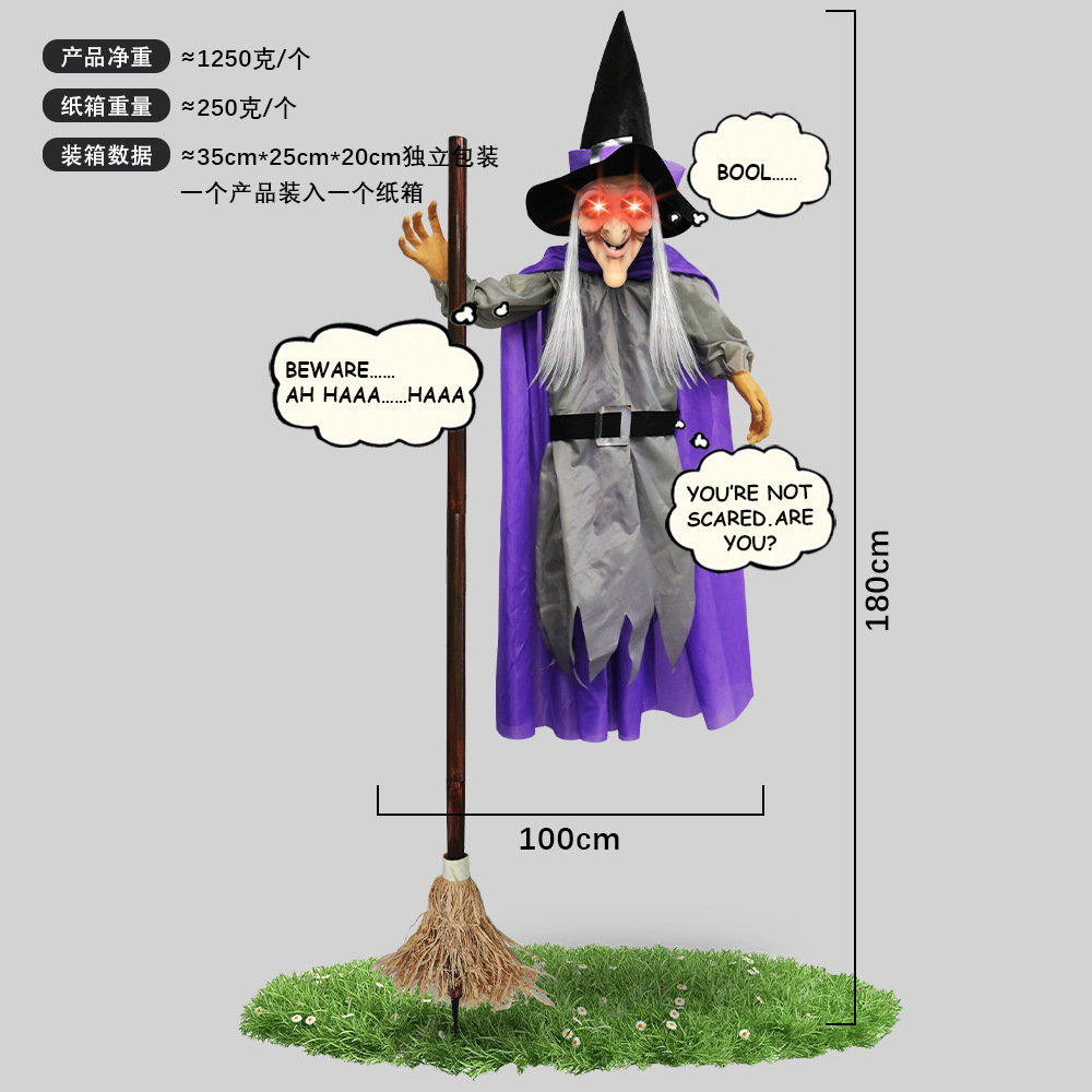 Muñeca Fantasma Colgante con Voz Activada, Brillante y que Grita, para Decoración de Halloween, Casa Embrujada, Escape Room, Serie Bruja