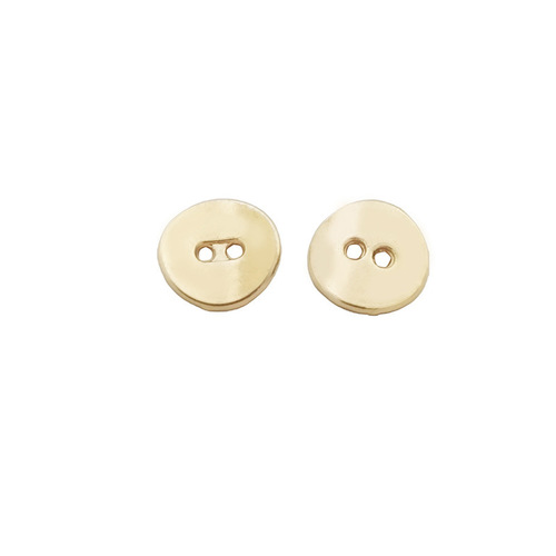 Button-up gold metallic buttons for a 11MM button-down shirt, front placket and sleeve buttons, knitted open jacket with two front eyelet buttons