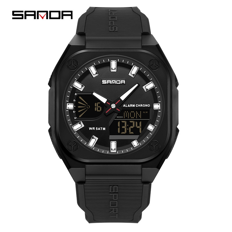 SANDA Sanda 6268 horario de verano despertador impermeable reloj electrónico para estudiantes sincronizados reloj deportivo de luz nocturna multifuncional