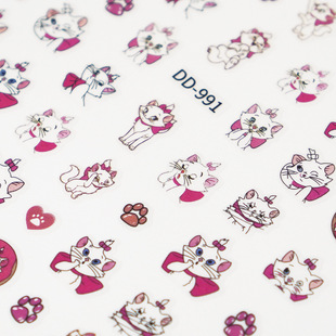 Redanco new 3D explosion cartoon cute Mary cat nail stickers back glue nail stickers jewelry wholesale