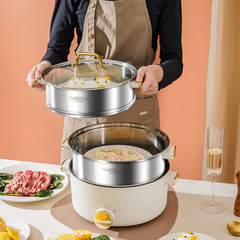 Electric Steam Cooker, Electric Hot Pot, Multifunctional Household Dorm Electric Stove, Large Capacity Integrated Electric Wok, Electric Heating Pot, Small Appliance