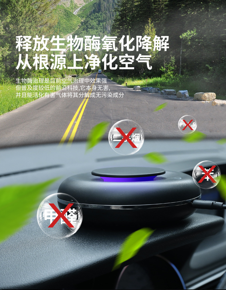 Cross-Border New Car Air Purifier, Odor Removal, Rechargeable Portable Car-Mounted Small Negative Ion Air Purifier