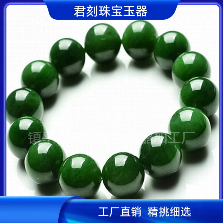 Taiwan Sapphire Bracelet Jasper Color Spinach Green Jade Round Bead Bracelet Quartzite Jade 108 Buddha Bead Bracelet