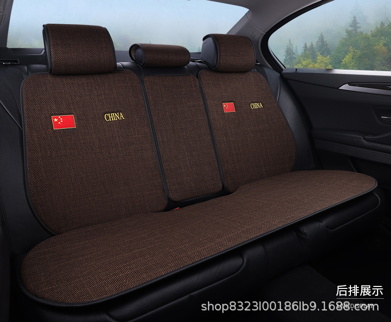 New Car Seat Cushion Made of Cotton and Linen, Suitable for All Seasons, Breathable, Non-Slip, Three-Piece Backrest Cushion, Available for Dropshipping