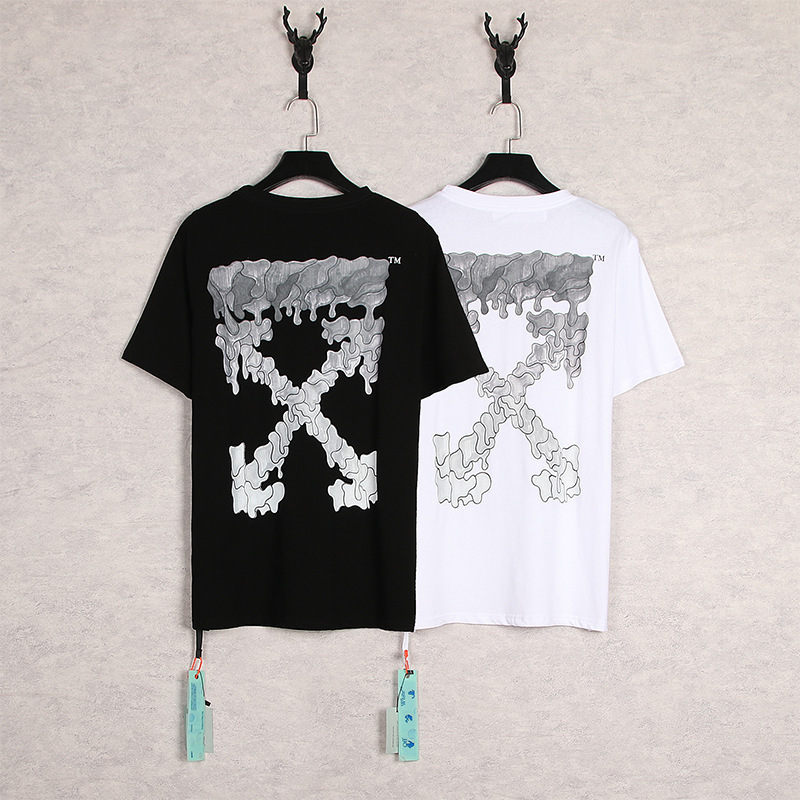 Cross-Border In-Stock Off White Ow Summer Character Print Series Oversized Unisex Short-Sleeve T-Shirt Cross-Border In-Stock Off White Ow Summer Character Print Series Oversized Unisex Short-Sleeve T-Shirt