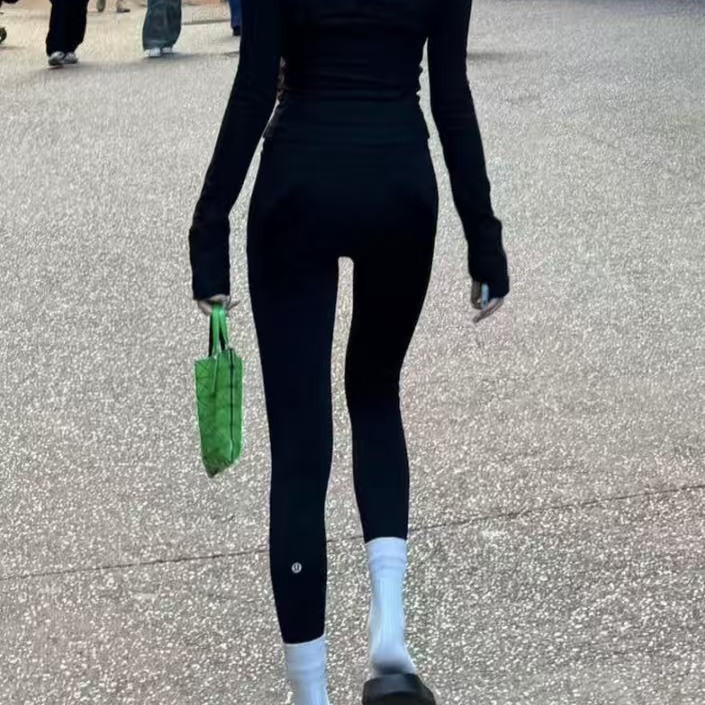 LULU原标小腿标瑜伽裤高腰提臀裤训练健身长裤弹力运动九分裤女士