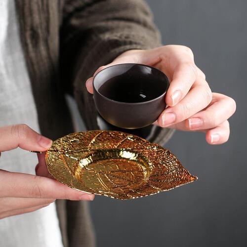 Japanese-style aluminum alloy coaster saucer creative metal household insulated cup holder pot saucer Kung Fu tea ceremony spare parts