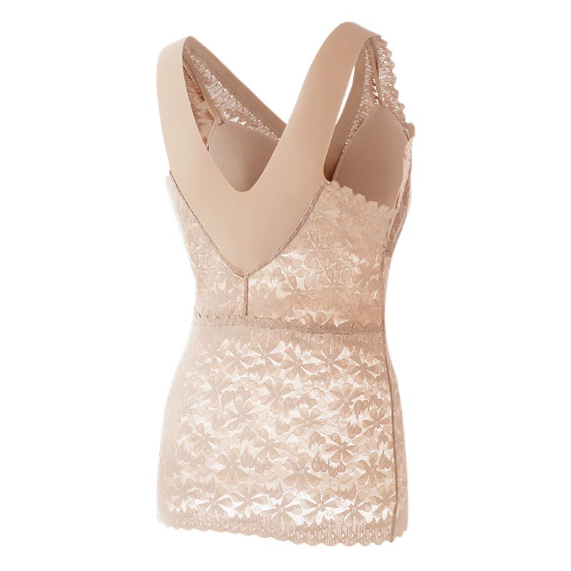 Французский кружевной жилет с широким плечевым ремнем, ледяной шелк, V-образная Красивая спинка, латексная цельная чашка, женское длинное нижнее белье больших размеров