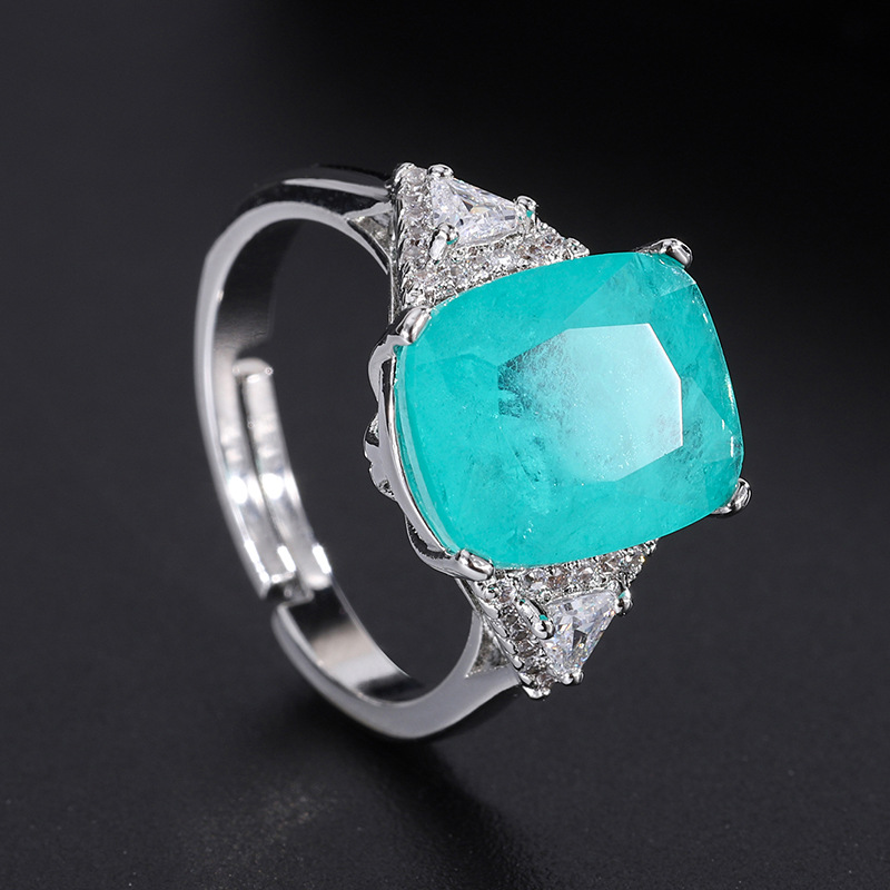 Luxurious Geometric Copper Plating Zircon Open Ring