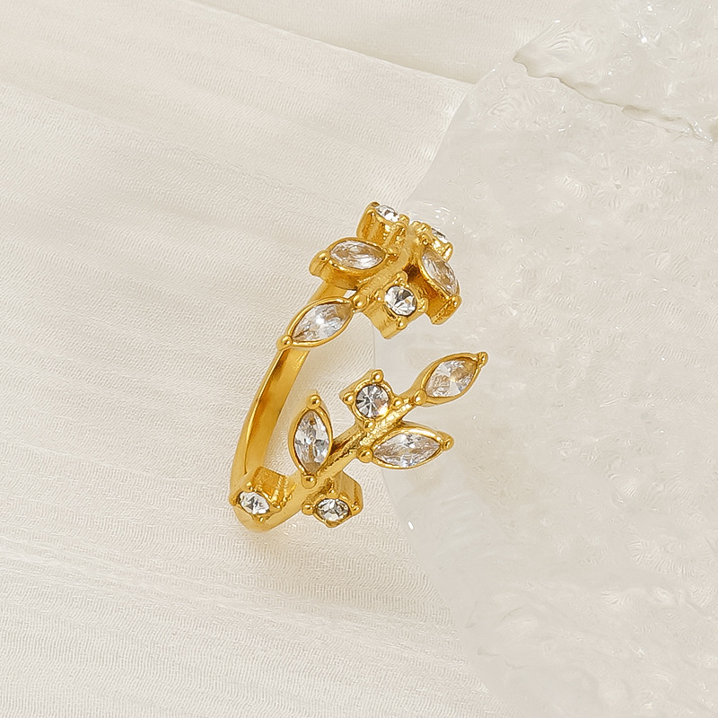 Anillo de ojo de caballo de circonio con microincrustaciones, diseño de nicho de ins femeninos, Japón y Corea del Sur, anillo ajustable de apertura de viento simple y frío