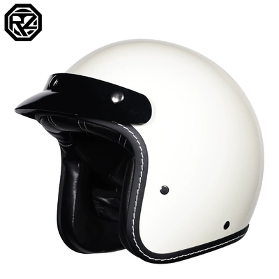 Motosiklet dəbilqələri 3C certification 3/4 helmet winter retro - m-ivory-white