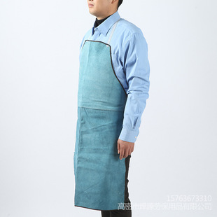 Electric welding argon arc welding Korean blue apron sleeveless whole leather heat-insulating wear-resistant and anti-smash work clothes thickened labor protection clothing