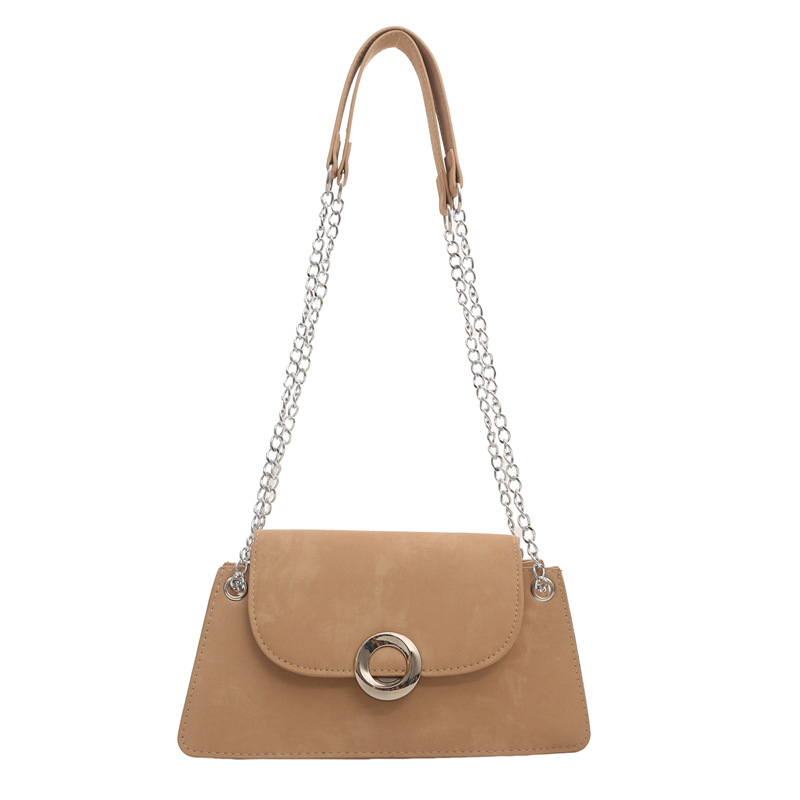 Borsa a tracolla da lavoro versatile a catena color caramella da donna, casual, semplice e alla moda, in PU, 2024_voghion.com