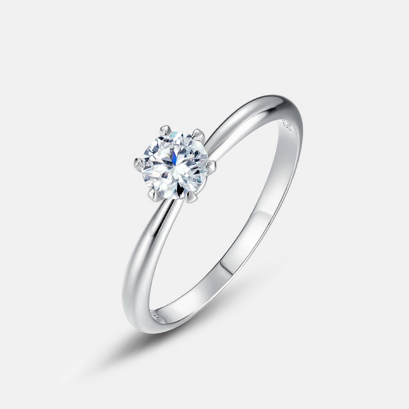 Especial transfronterizo para el anillo de diamantes de moissanita brillante genuino para mujer S925 anillo de boda de propuesta de plata anillo de pareja simple y de moda