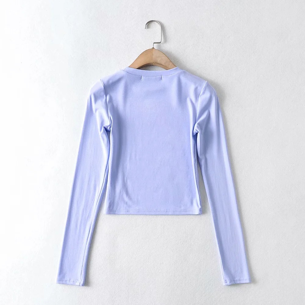 round neck elastic long-sleeved T-shirt NSHS29349